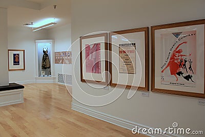 Matted and framed photos of headline shows on Broadway,National Museum Of Dance,Saratoga,2016 Editorial Stock Photo