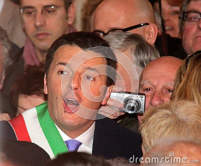 Matteo Renzi national premier, last day as Florence Editorial Stock Photo