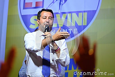 Matteo Salvini leader of Lega italian party during election rally Editorial Stock Photo