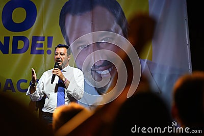 Matteo Salvini leader of Lega italian party during election rally Editorial Stock Photo