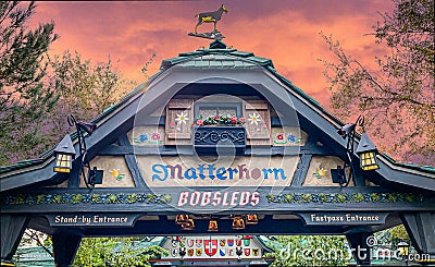 The Matterhorn entrance, Disneyland, Anaheim, CA Editorial Stock Photo