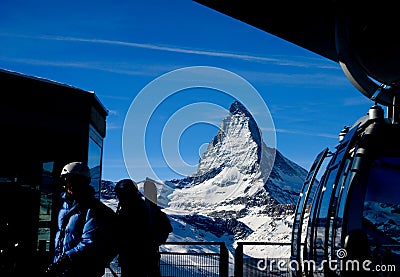 Matterhorn and lift station Stock Photo