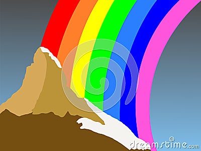 Matterhorn with rainbow Vector Illustration