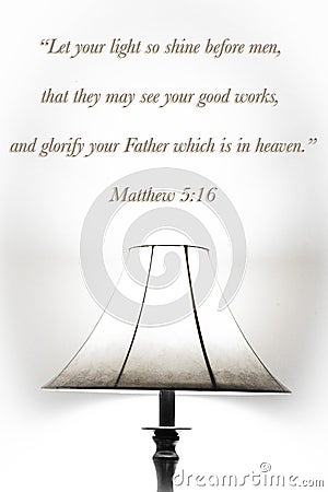 Matthew 5:16 Bible Verse with a lamp Stock Photo