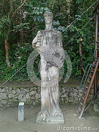 Matthew Evangelist Statue in Catacumba Park Lagoa Rodrigo de Freitas Rio de Janeiro Brazil. Editorial Stock Photo