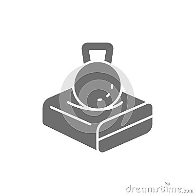 Mattress with hard materials for obesity people, orthopedic mattress grey icon. Vector Illustration