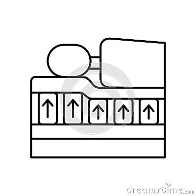 Mattress lying man icon. Simple line outline vector orthopedics icons for ui and ux website or mobile application Stock Photo