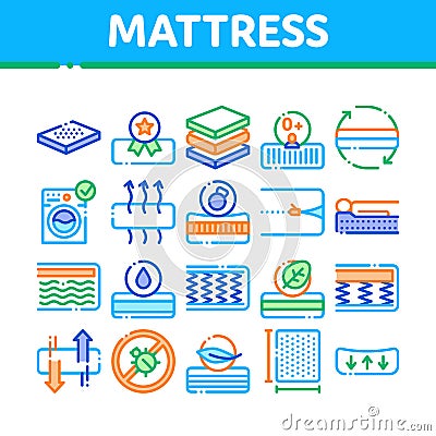 Mattress Orthopedic Collection Icons Set Vector Vector Illustration