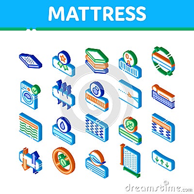 Mattress Orthopedic Isometric Icons Set Vector Vector Illustration