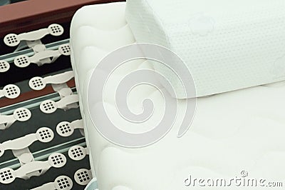 Mattress an slatted frame Stock Photo