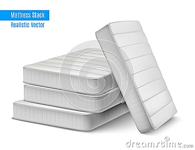 Mattress Stack Realistic Composition Vector Illustration