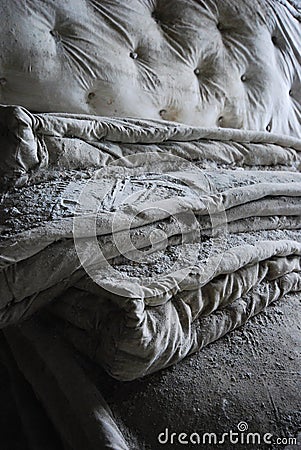 Mattresses in abandoned hospital Stock Photo