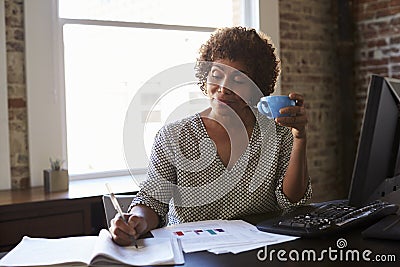 Mature Businesswoman Working In Office Stock Photo