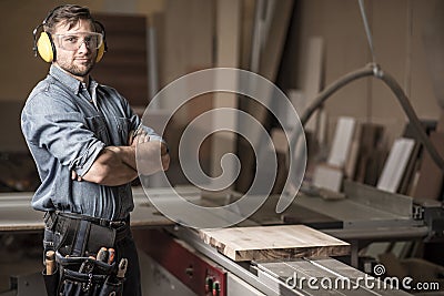 Mature carpenter in the workshop Stock Photo