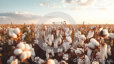 Mature cotton plants bearing white bolls Stock Photo