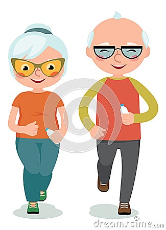 Mature couple engaged sportswear jogging Vector Illustration