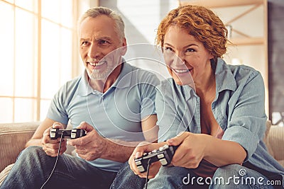 Mature couple at home Stock Photo