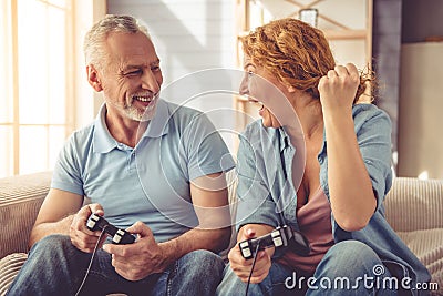 Mature couple at home Stock Photo