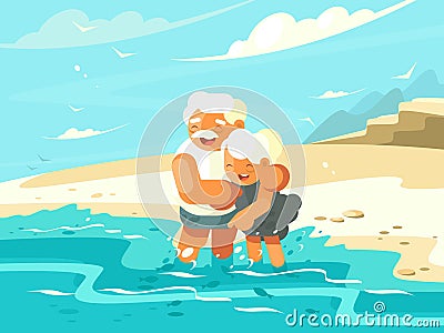 Mature couple in love embraced Vector Illustration