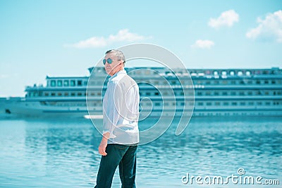 Mature European man on a vacation, relax concept after hard day Stock Photo