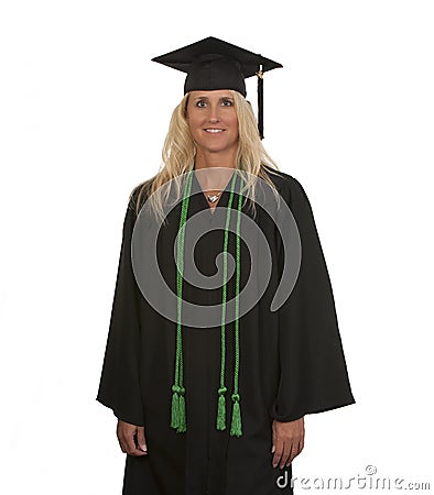 Mature female college graduate with honors Stock Photo