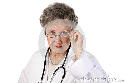 Mature Female Doctor Serious Stock Photo