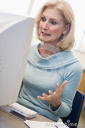 Mature female student expressing frustration Stock Photo