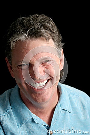 Mature Man on Black - Laughter Stock Photo