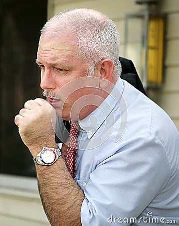 Mature Man Coughing Stock Photo