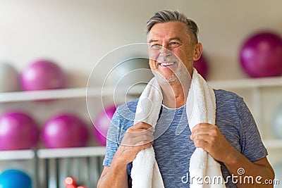 Mature man in health club Stock Photo