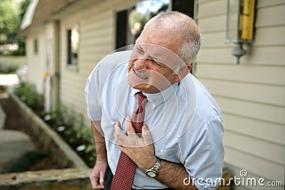 Mature Man - Heart Attack Stock Photo