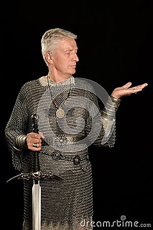 Mature Medieval knight Stock Photo