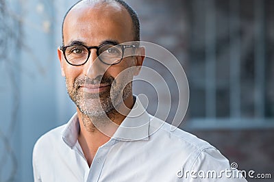 Mature mixed race man smiling Stock Photo