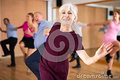 mature parthners dance jive Stock Photo