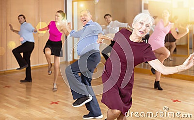 mature parthners dance jive Stock Photo