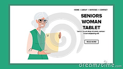 mature seniors woman tablet vector Vector Illustration