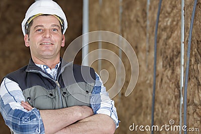 mature tradesman in well insulated room Stock Photo