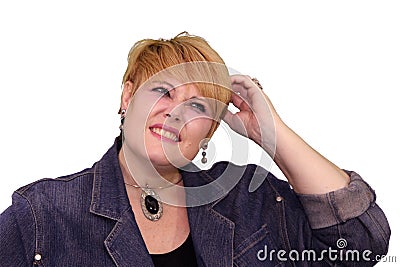 Mature Woman Body Language - Unsure Stock Photo