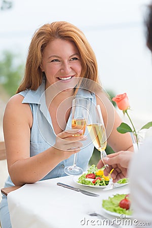 Mature woman dating Stock Photo