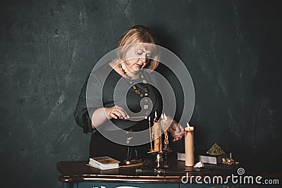 Portrait of woman vintage style and mystical atmosphere Stock Photo