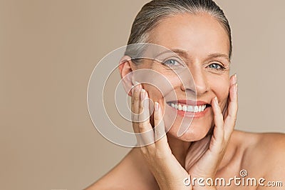Mature woman with perfect skin Stock Photo
