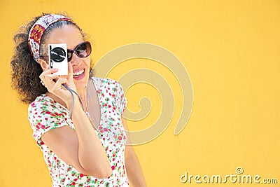 Mature woman photographing Point & Shoot Copy Space Stock Photo