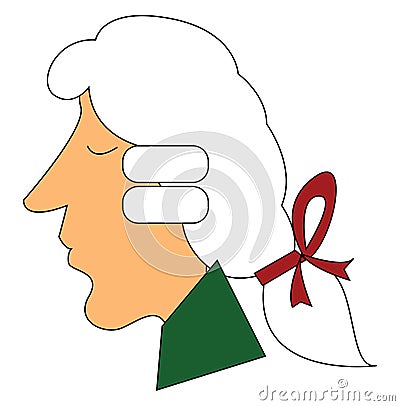 Clipart of a matured man in white wig set isolated white background , vector or color illustration Vector Illustration