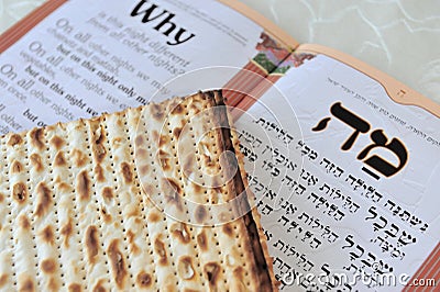 Matza with Haggadah for Jewish Holiday Passover Stock Photo