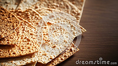 Matzah bread: a thin, unleavened, cracker-like sheet, often with browned spots Stock Photo