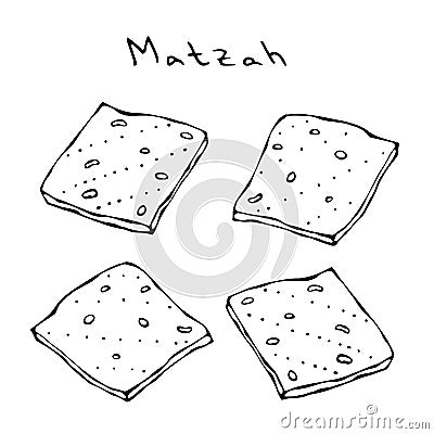 Matzah or Matzo, Unleavened bread for Pesach, Jewish holiday of Passover, isolated on white background, design element Vector Illustration