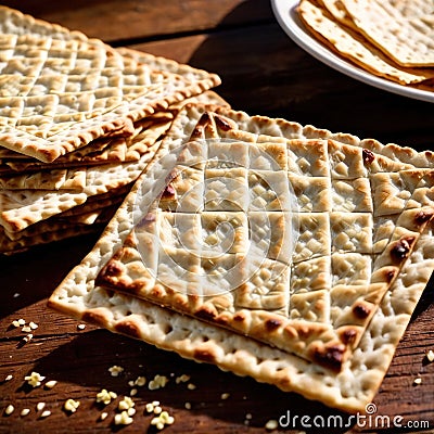 matzo bread freshly baked bread, food staple for meals Stock Photo