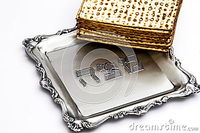 Matzos for Passover. Handmade with A silver bowl Stock Photo