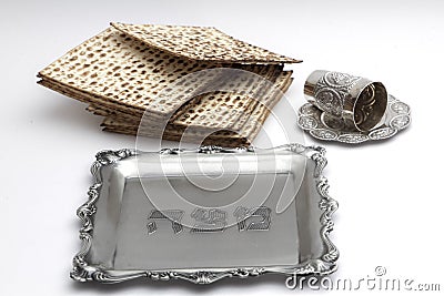 Matzos for Passover. Handmade with A silver bowl Stock Photo