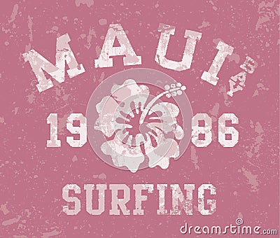 Maui Bay surfing Vector Illustration